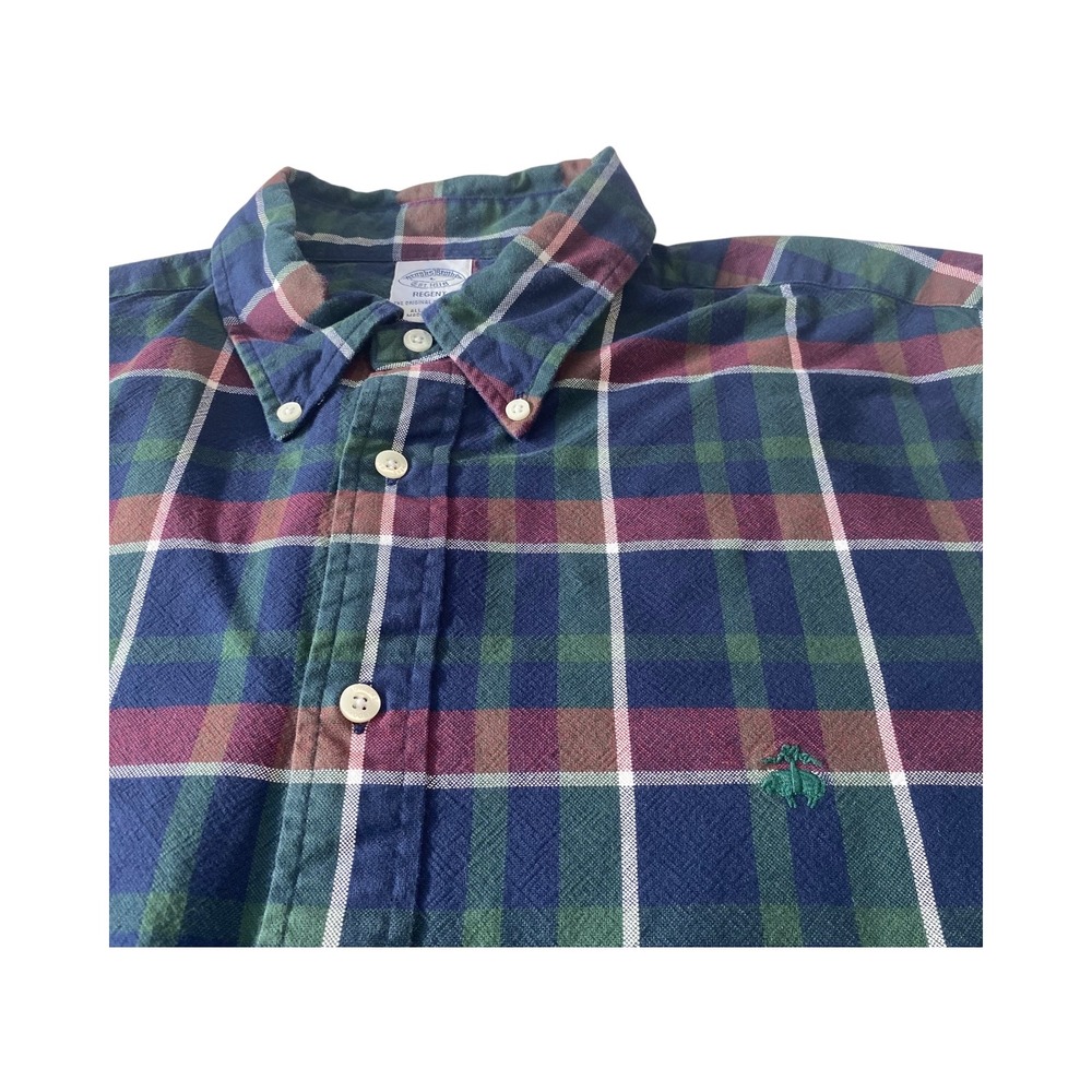 Brooks Brothers Regent Plaid Long Sleeve Button Down Shirt Mens Large Cotton